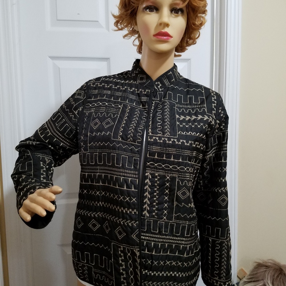 Jacket - black and tan design.